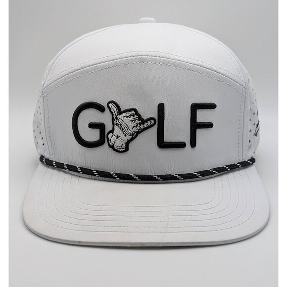 Sunday Swagger Hat Cap SnapBack White Golf Logo Golfing Preppy Flat Bill Trucker - Picture 3 of 5